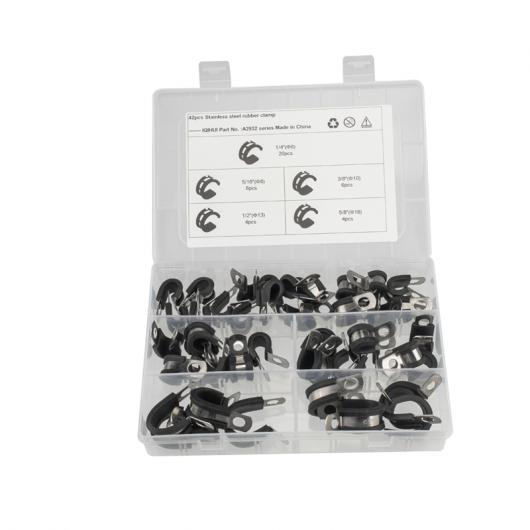 自動車 パイプライン 42ピース 5仕様 ステンレス スチール ラバー バンド クランプ ブラック AL-KK-5750 AL Car parts