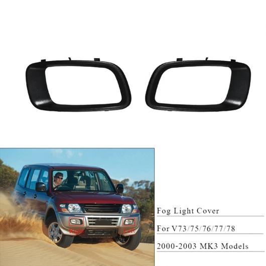 フロント フォグランプ カバー フレーム 適用: 三菱 パジェロ モンテロ 2000 2001 2002 2003 V73 V75 V76 V77 V78 MR388019 MR388020 ブラック AL-KK-6287 AL Car parts