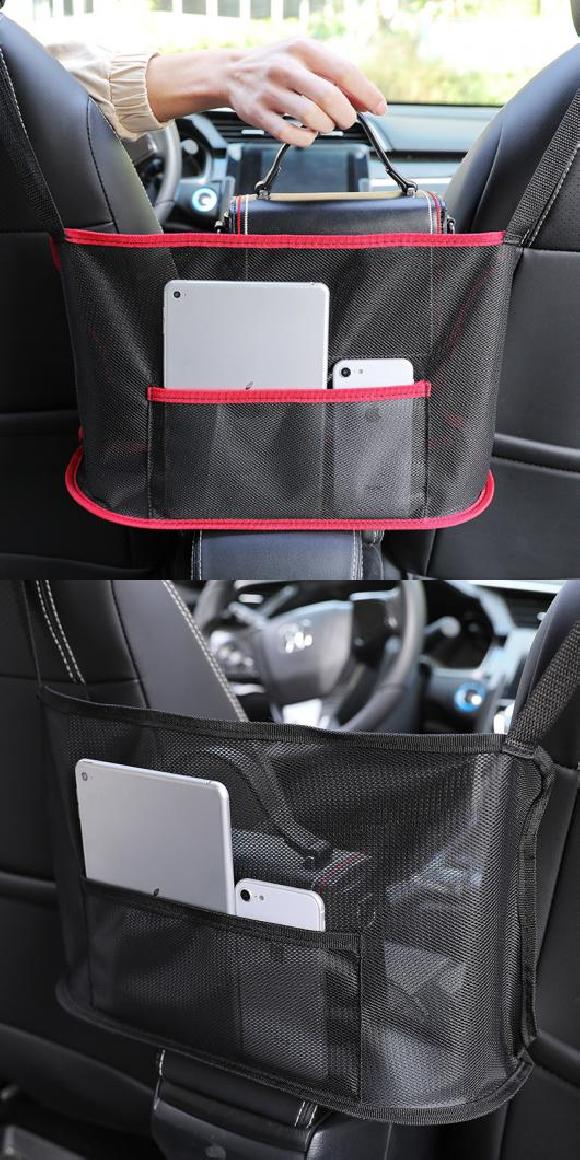 1ピース 収納 レザー オーガナイザー 多機能 オート シート ギャップ ストレージ バッグ/メッシュ ポケット メッシュ バッグ レッド・メッシュ バッグ ブラック AL-KK-6849 AL Car supplies｜オートパーツエージェンシー2号店