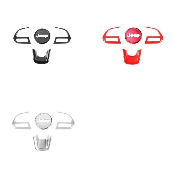 適用: ジープ/JEEP コンパス 2017 2018 2019 2020 レネゲード 2015-2020 ステアリング ホイール キット 装飾 ステッカー インテリア アクセサリー ABS ブラック～シルバー AL-KK-7459 AL Car decorative parts