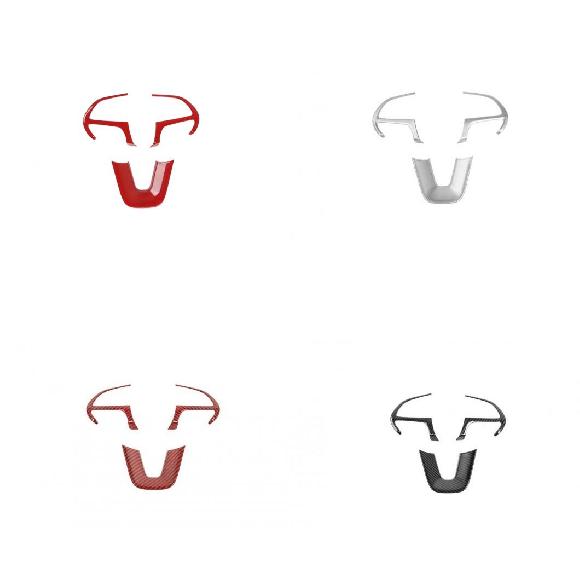 適用: ダッジ/DODGE チャレンジャー 2015-2020 ステアリング ホイール 装飾 ステッカー トリム インテリア アクセサリー スタイリング レッド シルバー カーボンファイバー レッド～カーボン調 AL-KK-7645 AL Car decorative parts