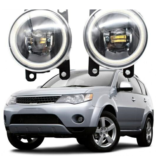 LED フォグライト 適用: 三菱 アウトランダー 2/アウトランダー XL 2006-2013 2in1 LED エンジェルアイ DRL カットラインレンズ ホワイト エンジェルアイ AL-KK-7912 AL Car light
