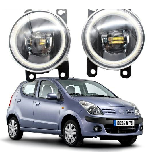 LED フォグライト 適用: 日産 ピクソ UA0 D31S 2009 2010 2011 2012-2014 LED エンジェルアイ DRL カットラインレンズ ホワイト エンジェルアイ AL-KK-7935 AL Car light