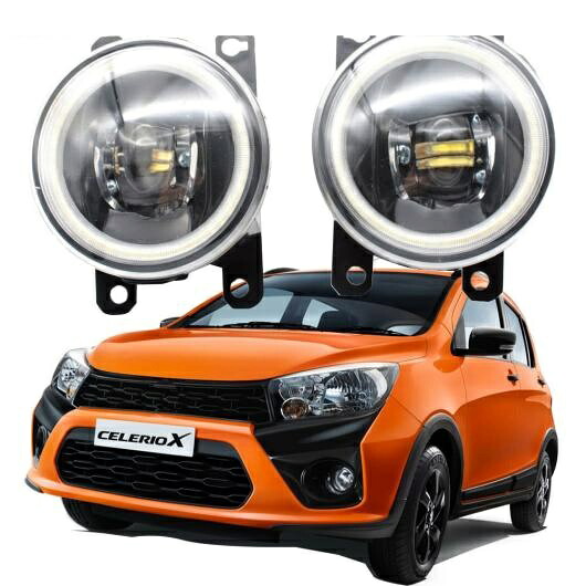 LED エンジェルアイ DRL 適用: スズキ セレリオ X 2017 2018 2019 2020 Celerio 2015 2016 カットラインレンズ フォグライト ホワイト エンジェルアイ AL-KK-7943 AL Car light