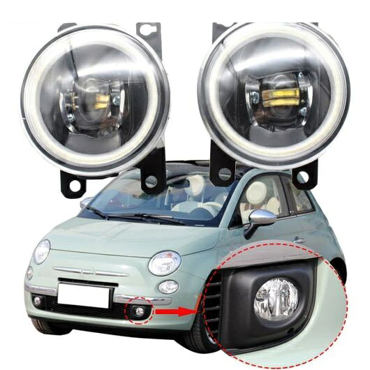 LED エンジェルアイ DRL 適用: フィアット/FIAT 500 スポーツ 312 2012-2015 カットラインレンズ フォグライト リプレース 5182426AA ホワイト エンジェルアイ AL-KK-7962 AL Car light｜オートパーツエージェンシー2号店