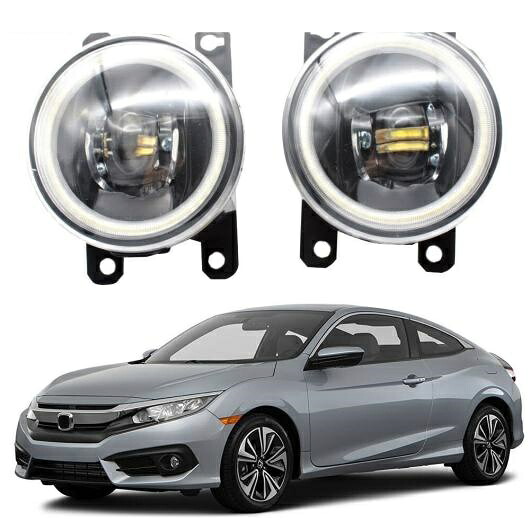 LED エンジェルアイ DRL 適用: ホンダ シビック X FK FC_ 2016-2019 シビック SI フォグライト カットラインレンズ ホワイト エンジェルアイ AL-KK-7980 AL Car light