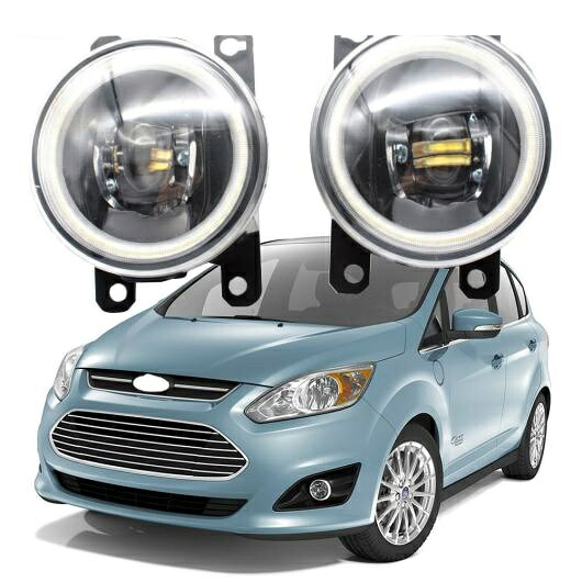 LED エンジェルアイ DRL 適用: フォード/FORD C-マックス NA 2013-2018/C-マックス/グランド C-マックス II 2 フォグライト カットラインレンズ ホワイト エンジェルアイ AL-KK-8000 AL Car light｜オートパーツエージェンシー2号店