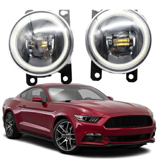 LED フォグライト カットラインレンズ LED エンジェルアイ DRL 適用: フォード/FORD マスタング 2015 2016 2017 フロント ライト ホワイト エンジェルアイ AL-KK-8024 AL Car light