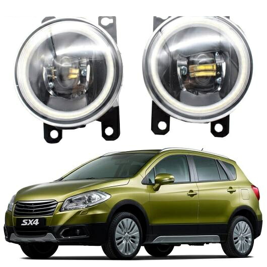 LED フォグライト カットラインレンズ 適用: スズキ SX4 S-クロス 2代目 2014-2016 エンジェルアイ DRL ヘッド ライト ホワイト エンジェルアイ AL-KK-8026 AL Car light