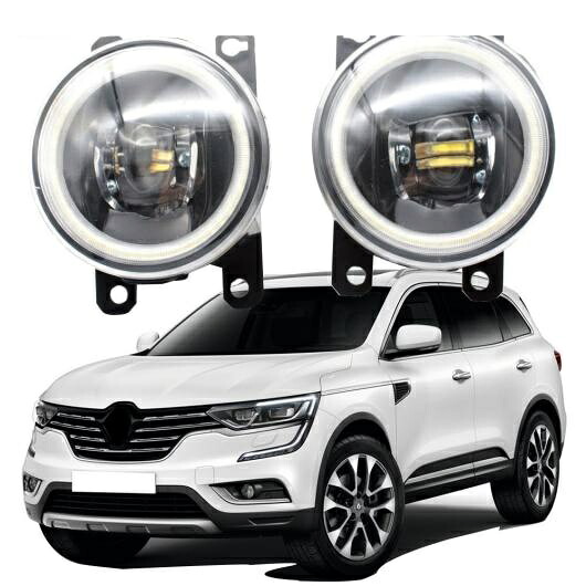 LED フォグライト カットラインレンズ 適用: ルノー/RENAULT コレオス 2016 2017 2018 サムスン QM6 HZG LED エンジェルアイ DRL フロント ホワイト エンジェルアイ AL-KK-8067 AL Car light