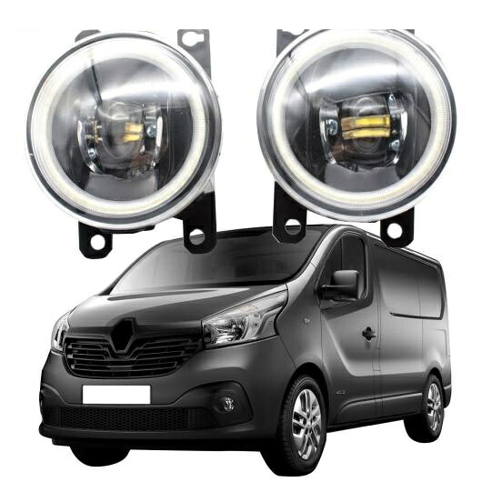 LED フォグライト カットラインレンズ 適用: ルノー/RENAULT トラフィック 3 III X82 2015 2016 2017 2018 2019 2020 エンジェルアイ DRL ホワイト エンジェルアイ AL-KK-8087 AL Car light