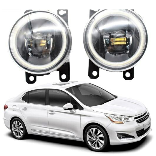 LED フォグライト カットラインレンズ 適用: シトロエン/CITROEN C4 サルーン 2012-2016 2017 2018 RUSSIA C4L エンジェルアイ DRL ホワイト エンジェルアイ AL-KK-8093 AL Car light｜オートパーツエージェンシー2号店