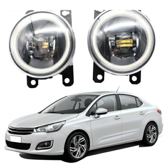 LED フォグライト カットラインレンズ 適用: シトロエン N C4 ラウンジ LATAM 2013 2014 2015 2016 2017 2018 エンジェルアイ DRL ホワイト エンジェルアイ AL-KK-8098 AL Car light
