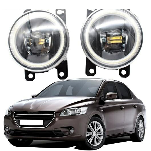 LED フォグライト カットラインレンズ 適用: プジョー/PEUGEOT 301 2012 2013 2014 2015 2016 2017 2018 2019 2020 エンジェルアイ DRL ホワイト エンジェルアイ AL-KK-8112 AL Car light｜オートパーツエージェンシー2号店