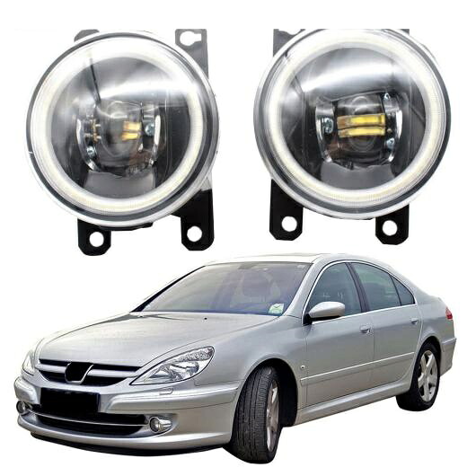 LED フォグライト カットラインレンズ 適用: プジョー/PEUGEOT 607 9U/9D 2005-2009 フェイスリフト 2006 2007 2008 2009 エンジェルアイ DRL ホワイト エンジェルアイ AL-KK-8114 AL Car light