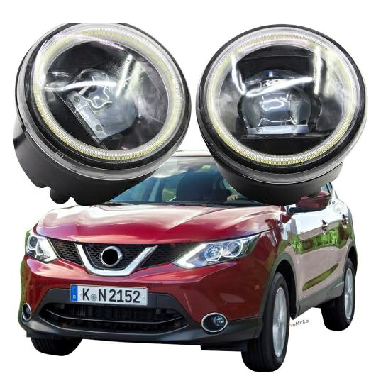 LED フォグライト カットラインレンズ 適用: 日産 キャシュカイ J11 2014 2015 2016 2017 LED エンジェルアイ DRL ホワイト エンジェルアイ DRL ホワイト LED フォグライト AL-KK-8198 AL Car light