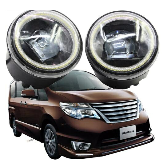 LED フォグライト カットラインレンズ 適用: 日産 セレナ ハイブリッド C26 12.2013 2014-08.2016 LED エンジェルアイ ホワイト エンジェルアイ DRL ホワイト LED フォグライト AL-KK-8203 AL Car light
