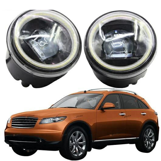 LED フォグライト カットラインレンズ 適用: インフィニティ/INFINITI FX S50 フェイスリフト QX70 2006 2007 2008 ホワイト エンジェルアイ DRL ホワイト LED フォグライト AL-KK-8208 AL Car light