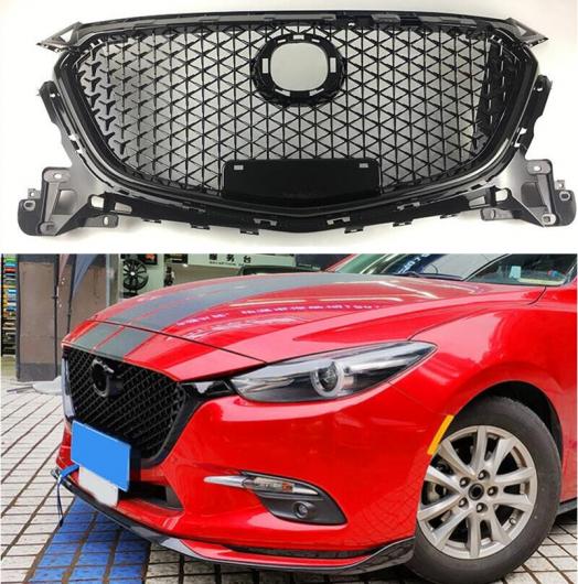 ABS 光沢ブラック フロント バンパー メッシュ グリル トリム カバー 適用: MAZDA3 アクセラ 2017 2018 2019 AL-LL-1297 AL Exterior parts for cars
