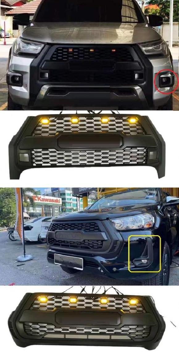 ABS フロント グリル 適用: ハイラックス レボ ロッコ 2021 ピックアップ グリル エクステリア パーツ メッシュ バンパー ロッコ LED・レボ LED AL-LL-1331 AL Exterior parts for cars｜オートパーツエージェンシー2号店