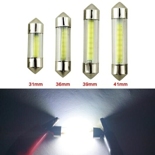 50ピース ホワイト インテリア ガラス レンズ ケース C5W フェストゥーン ドーム COB 12 チップ LED ライト リード ライト DC12V 31mm~41mm AL-LL-6601 AL Car parts|オートパーツエージェンシー2号店