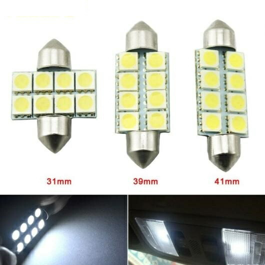 30ピース ホワイト オート LED バルブ 5050 シップ 8SMD フェストゥーン ドーム LED リード ライト 31mm～41mm AL-LL-7056 AL Car parts 7,207円