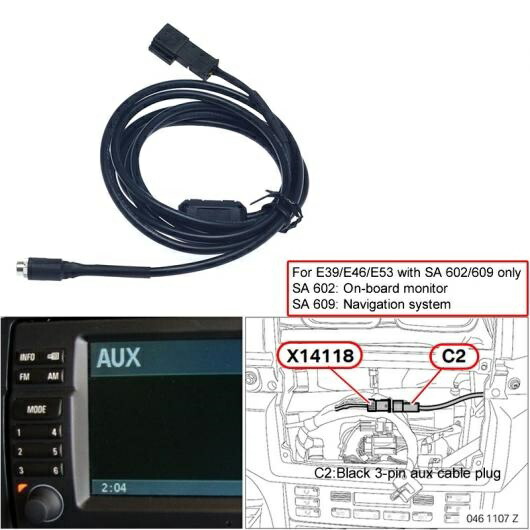 1ピース 3.5mm メス コネクタ 3-ピン AUX コネクタ 配線 ハーネス 適用: BMW E39/E46/E53 ナビゲーション システム SA 602/609 AL-LL-8472 AL Car parts