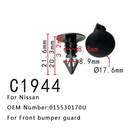 スクリュー インテリア バックル 適用: 日産 015530170U フロント バンパー ガード クリップ ピン 50ピース AL-MM-0631 AL Interior parts for cars｜オートパーツエージェンシー2号店 9,524円