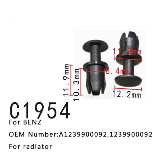 バックル プル スタッド A1239900092 1239900092 適用: メルセデスベンツ 300D 300SEL 190E 240D 280SE E320 230 クリップ ラジエーター 20ピース AL-MM-0635 AL Interior parts for cars