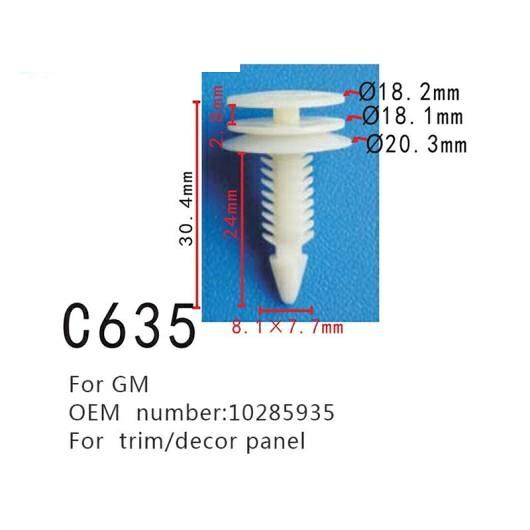 適用: GM 10285935 ファスナー クリップ オート トリム/インテリア パネル スクリュー 100ピース AL-MM-0780 AL Interior parts for cars