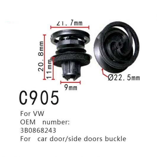 ドア クリップ 適用: フォルクスワーゲン/VOLKSWAGEN ゴルフ ポロ パサート ボーラ シュコダ セアト 3B0868243 サイド ドア バックル ファスナー 20ピース AL-MM-0809 AL Interior parts for cars
