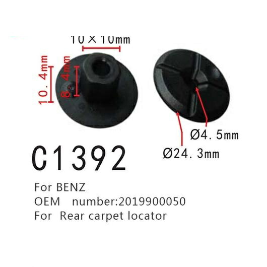 インテリア バックル ポジショニング ファスナー 適用: メルセデスベンツ R129 W124 W140 W201 W202 W210 2019900050 リア カーペット ロケータ 100ピース AL-MM-0846 AL Interior parts for cars｜オートパーツエージェンシー2号店