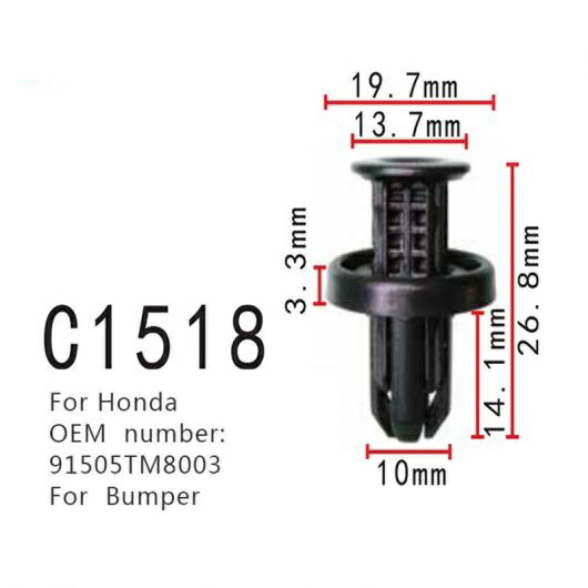 バンパー ファスナー オート ポジショナー 適用: ホンダ 91505TM8003 インテリア クリップ 100ピース AL-MM-0868 AL Interior parts for cars 13,110円