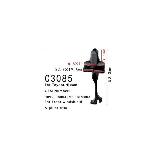 バックル フロント シールド Aピラー トリム ファスナー 9095008004 76988JM00A 適用: トヨタ レクサス カムリ カローラ ハイランダー マトリックス 日産 50ピース AL-MM-0692 AL Interior parts for cars