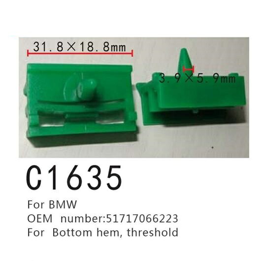 クリップ 適用: BMW 5 E60 E61 520D 520i 523i 523Li 525D 525i 525Li 525XD 51717066223 インテリア バックル ボトム HEM 100ピース AL-MM-0898 AL Interior parts for cars