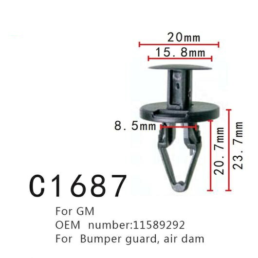 インテリア バックル 適用: エア DAM GM 11589292 バンパー ガード ファスナー 50ピース AL-MM-0913 AL Interior parts for cars｜オートパーツエージェンシー2号店