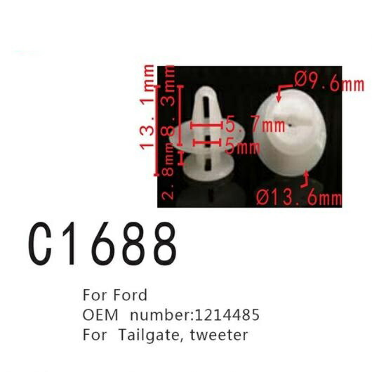 ツイーター ファスナー 適用: フォード/FORD 1214485 テールゲート インテリア バックル 50ピース AL-MM-0914 AL Interior parts cars