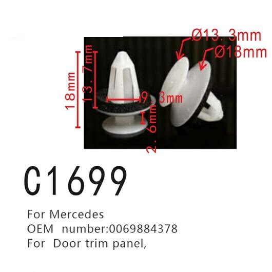 ファスナー ドア トリム パネル クリップ 適用: メルセデス R129 W168 W202 W203 W210 W222 V222 0069884378 クリップ スクリュー 20ピース AL-MM-0921 AL Interior parts for cars 6,576円