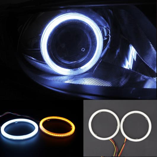2ピース ドライビング ホワイト ウインカー イエロー LED アングル アイ HALO リング スイッチバック ライト ヘッドライト オート ランプ 70mm AL-MM-2208 AL Car light|オートパーツエージェンシー2号店
