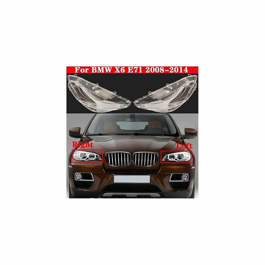 フロント ヘッドライト カバー 適用: BMW X6 E71 2008-2014 xDrive 35i 40i 50i ヘッドランプ ランプシェード ランプカバー ヘッド ライト ガラス レンズ シェル 左右 AL-MM-4086 AL Exterior parts for cars