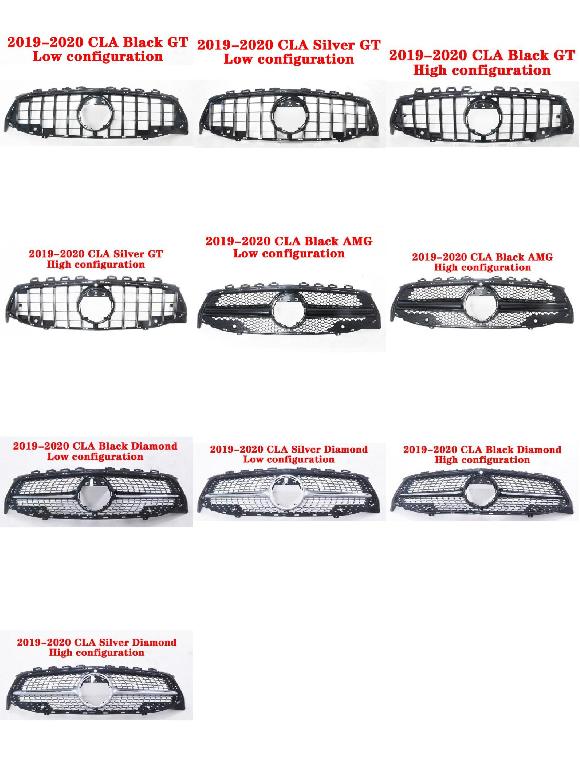 適用: メルセデス・ベンツ CLA W118 C118 2019-2020 ミドル グリル AMG GT ABS プラスチック フロント バンパー センター グリル グリル スタイル 1～スタイル 12 AL-MM-4420 AL Exterior parts for cars｜オートパーツエージェンシー2号店