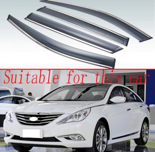 適用: ヒュンダイ/現代/HYUNDAI ソナタ MK8 2011 2012 2013 2014 プラスチック エクステリア バイザー 吹き出し口 シェード ウインドウ サン レイン ガード デフレクター 4ピース AL-KK-0131 AL Exterior parts for cars