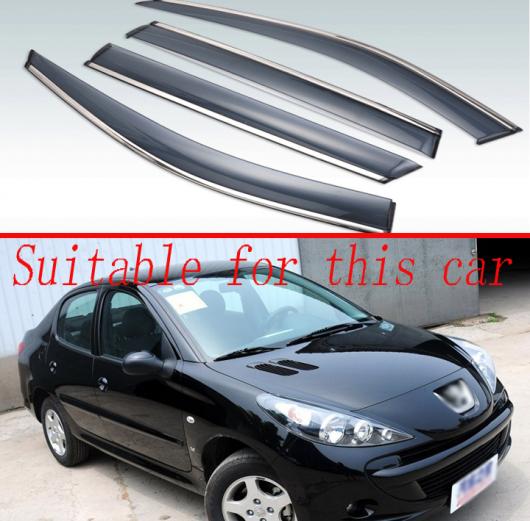 適用: プジョー/PEUGEOT 207 2010 2011 2012 2013 2014 プラスチック エクステリア バイザー 吹き出し口 シェード ウインドウ サン レイン ガード デフレクター 4ピース AL-KK-0155 AL Exterior parts for cars