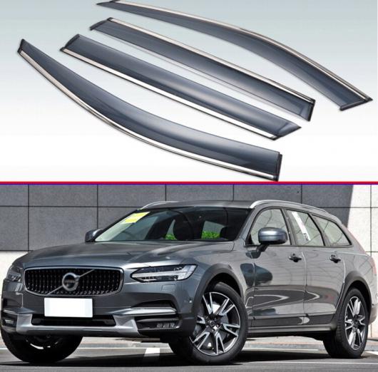 適用: ボルボ/VOLVO V90 クロス カントリー T5 T6 AWD 2017 2018 2019 + プラスチック エクステリア バイザー 吹き出し口 シェード ウインドウ サン レイン ガード デフレクター 4ピース AL-KK-0227 AL Exterior parts for cars