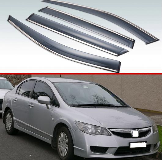 適用: 8th ホンダ シビック セダン 2006-2011 プラスチック エクステリア バイザー 吹き出し口 シェード ウインドウ サン レイン ガード デフレクター 4ピース AL-KK-0266 AL Exterior parts for cars