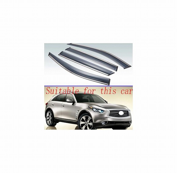 適用: インフィニティ/INFINITI FX35 FX37 FX50 FX-クラス S51 2008-2013 プラスチック エクステリア バイザー 吹き出し口 シェード ウインドウ サン レイン ガード デフレクター 4ピース AL-KK-0157 AL Exterior parts for cars