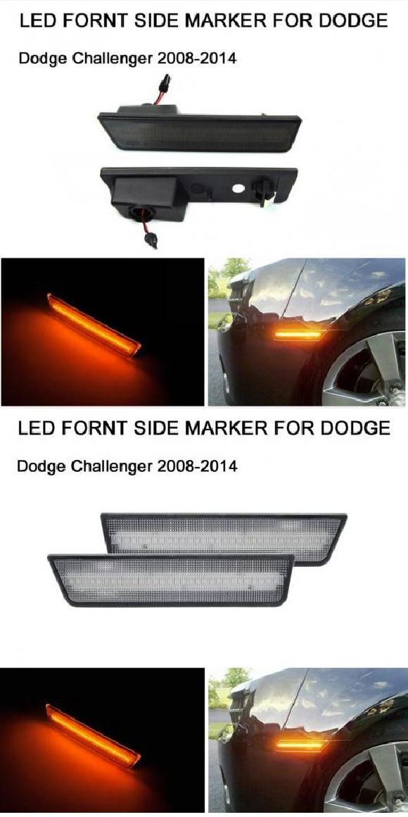 Al 適用 ダッジ Dodge チャレンジャー 08 14 2ピース ライト アンバー Led フロント サイドマーカー ランプ スモーク クリア Al Mm 5660 Sale 62 Off