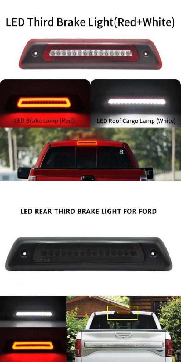 レッド/スモーク レンズ ハイ 3rd LED ブレーキ ライト 適用: フォード/FORD F150 2009-2014 ホワイト LED ルーフ カーゴ ライト＆レッド ブレーキ レッド ホワイト・スモーク AL-MM-5676 AL Car light