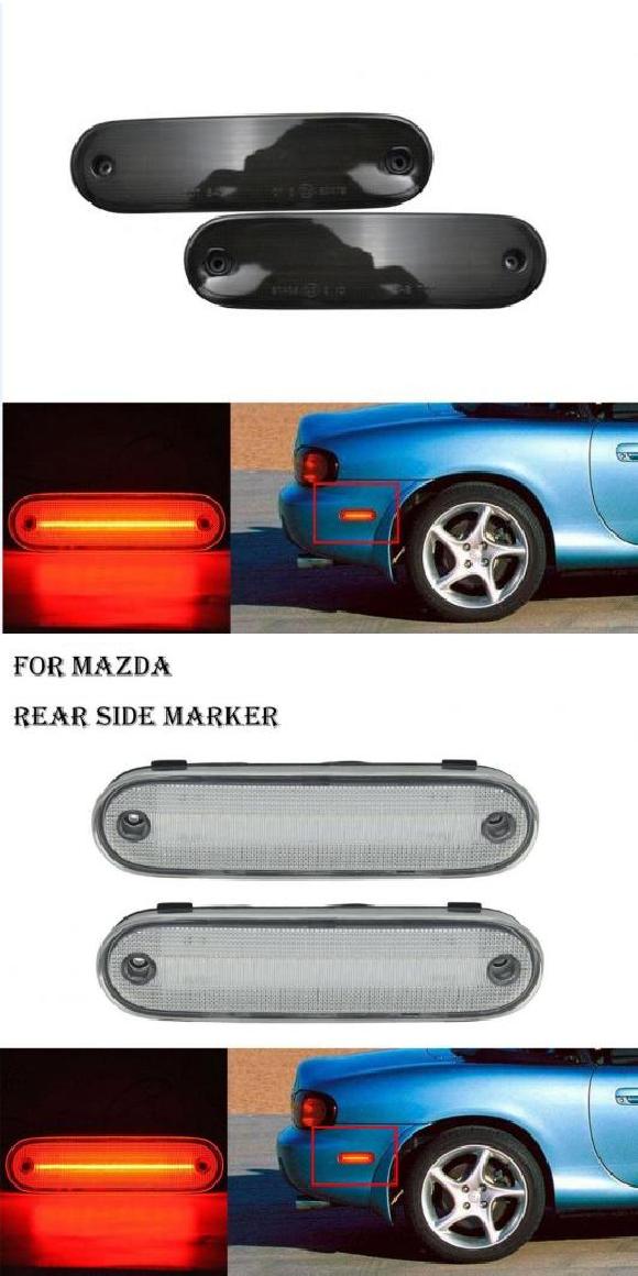 2ピース エラー スモーク レンズ クリア レンズ レッド リア LED サイド バンパー リフレクター サイドマーカー ライト 適用: マツダ ミアータ MX-5 1990-2005 スモーク・クリア AL-MM-5715 AL Car light｜オートパーツエージェンシー2号店