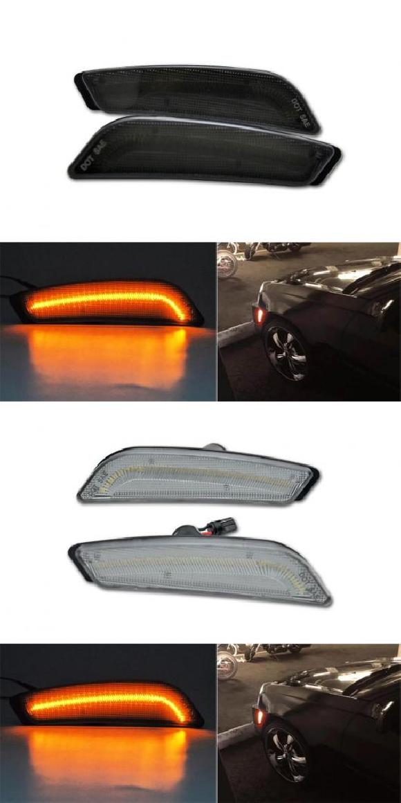 2ピース アンバー LED フロント サイドマーカー ライト 適用: キャデラック/CADILLAC CTS 2003-2007 パワード BY 30-SMD LED リプレース OEM サイドマーカー ランプ スモーク・クリア AL-MM-5744 AL Car light